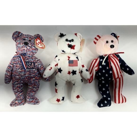Ty Beanie Babies Patriotic Bear Bundle (3pcs) USA, Glory And Spangle - Picture 2 of 16